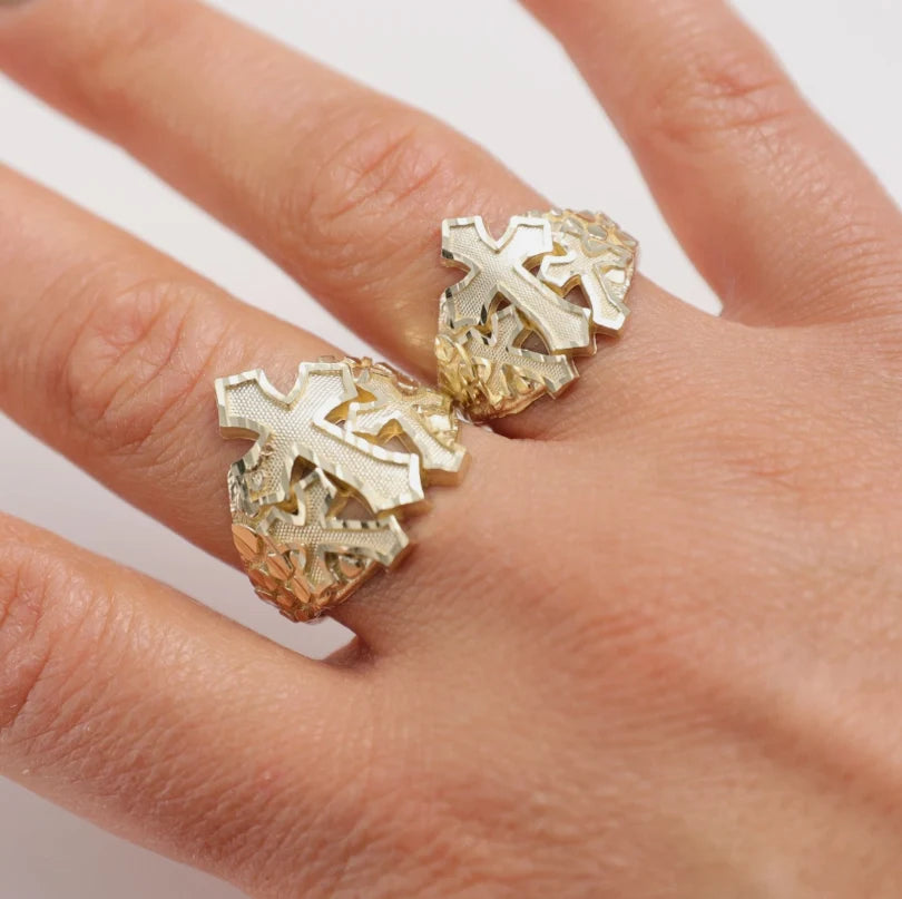 3 Cross Nugget Ring
