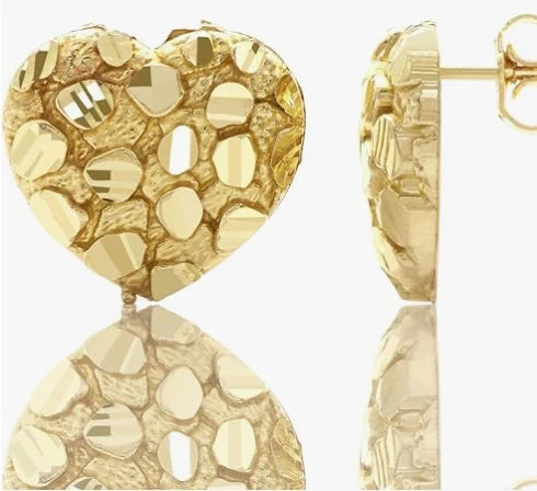 14k Heart Nugget Earrings